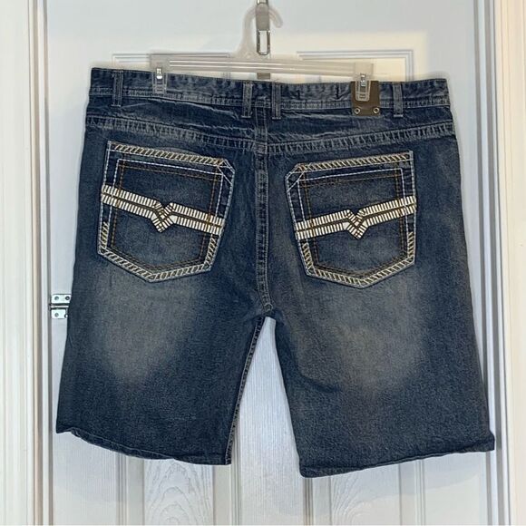GS115 Mens Jean Shorts Size 42 Bruce Slim Fit Blue Denim Distressed - Picture 11 of 11